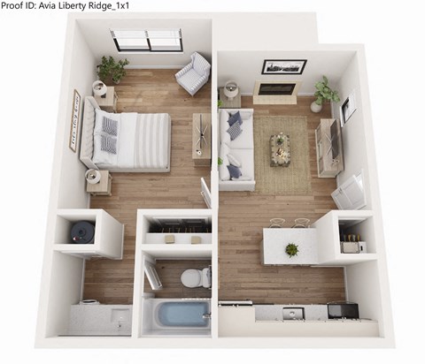 1 Bed 1 bath Floor Plan at AVIA Lofts on Liberty Ridge, Florida, 32256